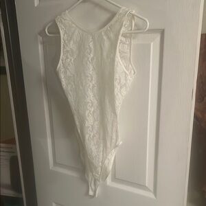 Chic White Lace Bodysuit for Women